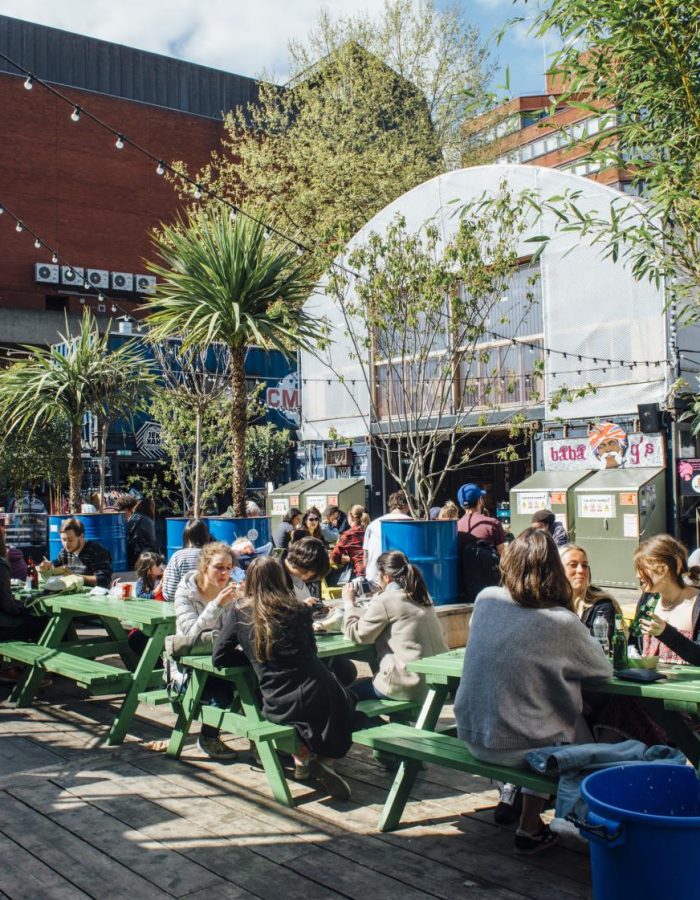 london-summer-venues- pop box brixton- outdoor benches-